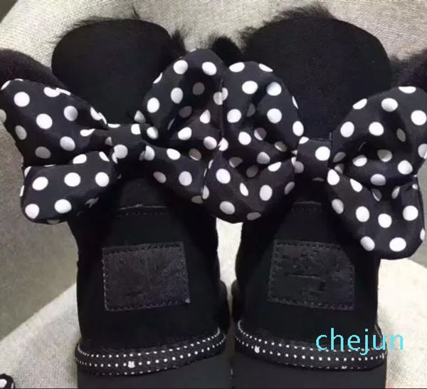 Ultimo design di lusso Short Baby Boy Girl Donna Bambini BowTie Snow lntegrated Keep Warm Boots