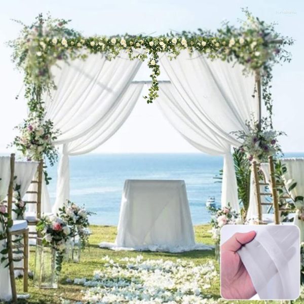 Decoração de festa E2 Cortinas de fundo de casamento sem rugas 2 painéis chiffon branco como tecido cortinas arco decoração dossel cortina de cama