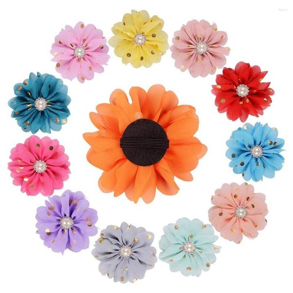 Abbigliamento per cani 100 pezzi Accessori per colletti a fiori Farfalle in chiffon con fiori e ciondoli per collare con farfallini per gatti con diamanti scintillanti