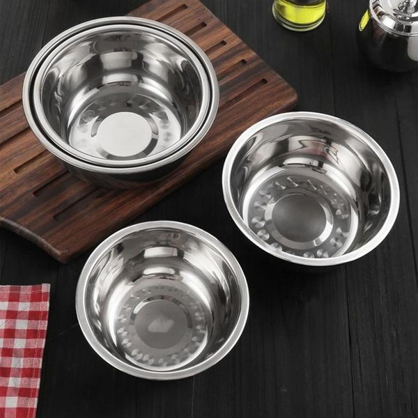 Tigelas de aço inoxidável mistura tigela amassar massa salada cozinhar cozimento antiderrapante nidificação whisking recipiente armazenamento utensílios de mesa