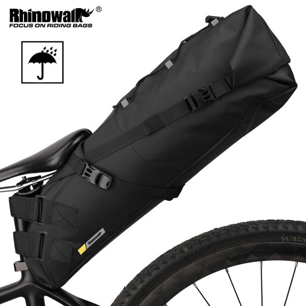 Borse laterali Borse da sella per bici Rhinowalk Borsa da sella per bici impermeabile MTB Bicicletta da strada 13L Accessori per bagagliaio posteriore pieghevole di grande capacità 230925