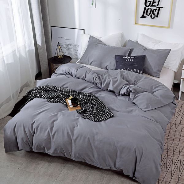 Bettwäsche-Sets Nordic Solid Color Sanding Bettbezug 220 x 240 Single Double Queen King Einfache Bettwäsche-Set Kissenbezug Bettwäsche kein Bettlaken 230923