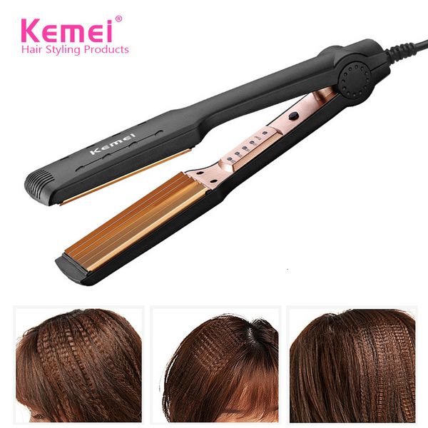 Curling Irons Kemei Professional Hair Curler Corruga Curling Iron para Cabelo Crimp Corn Perm Splint Flat Wave Ferro Cerâmico Digital Styling Tool 230925