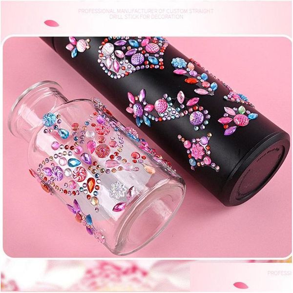 Altri adesivi decorativi Colorf Thermos Cup Scatola per cosmetici Custodia per cellulare Decorazione di cancelleria Strass Adesivo personalizzabile 12 pezzi Dh39V