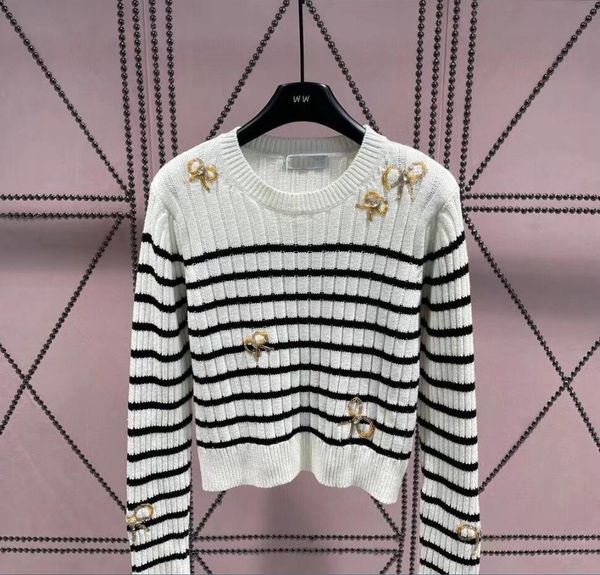 23-Mi*/ M/iu Maglione pullover slim girocollo da donna stile preppy