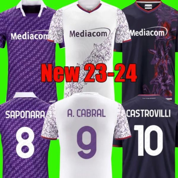 Trikots Fiorentina Fußball 23 24 J. IKONE 2023 2024 CASTROVILLI ERICK Florenz Trikot ACF JOVIC A. CABRAL Milenkovic C.Kouame SOTTIL Männer Kinder Real 20 20