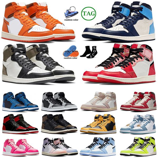 Yüksek Jumpman 1S Basketbol Ayakkabıları Erkekler için 1 Spor Spor ayakkabıları kadın siyah beyaz üniversite mavi şanslı yeşil mocha ayak parmağı taksi Chicago denim erkek eğitmenleri