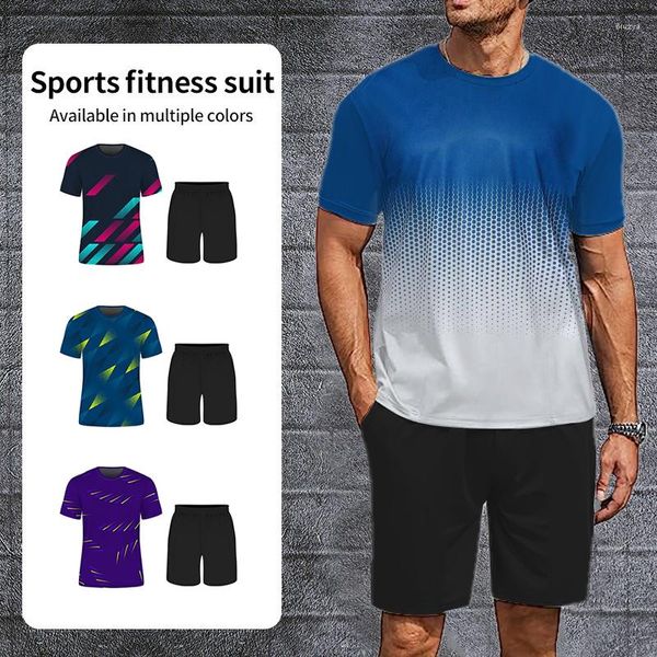 Herren-Trainingsanzüge, atmungsaktives Sportbekleidungs-Trainingsanzug aus Mesh-Gewebe, Sommer-Tenniskleidung, Sweatshirts, T-Shirt-Set, kurze Ärmel, Shorts für Herren