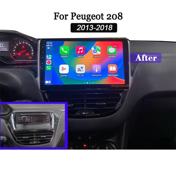 Android Auto Carplay Car Radyo Bluetooth Peugeot 2008 208 2013-2018 Araba Multimedya Video Oyuncusu DSP Android 13 Radyo GPS Navigasyon Araç DVD