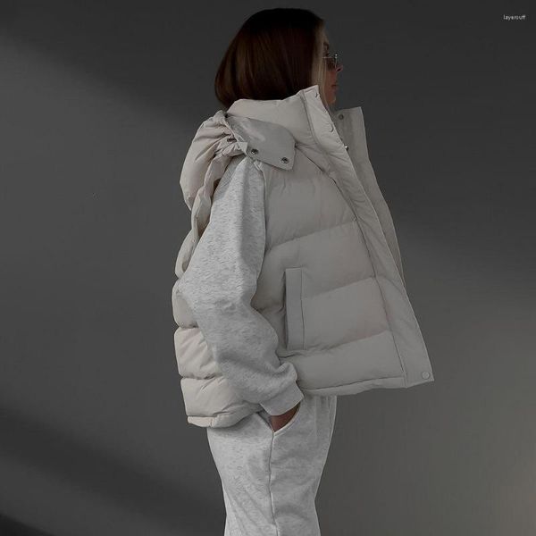 Kadın Trençkotları Kadın Y2K Giyim Pamuk Ceket Yelek Trendi Sonbahar Kış Zipper Kadın Hoodies Resmi Elbise Kolsuz Kaput