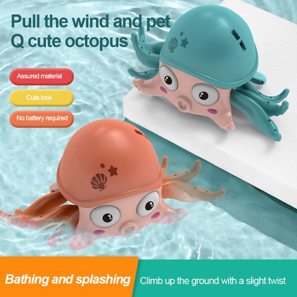 Brinquedos de banho Polvo Brinquedo Bebê Banho Brinquedo Criança Puxando Linha Clockwork Octopus Cartoon Rastejando Andando Medusa Terra e Água Divertida Piscina Brinquedos 230923