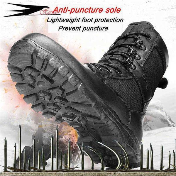 Botas verão novo ultra leve caixas do exército masculino andando sapatos de treinamento alto top terra combate malha lateral zíper militar tênis homens 220819