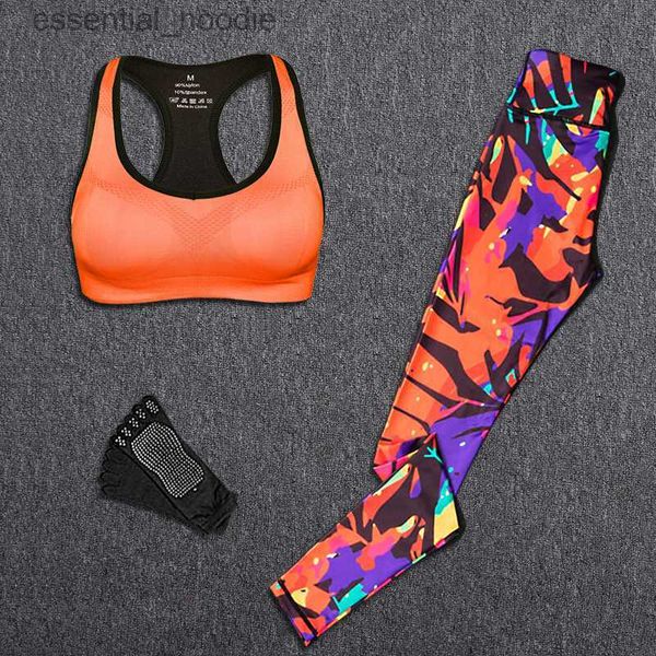 Mulheres Tracksuits Yoga Set Tracksuit Sportswear Mulheres Outdoor Running Workout Fitness Top Bra Sport Leggings Terno Lady Gym Roupas Grátis Yoga L230925