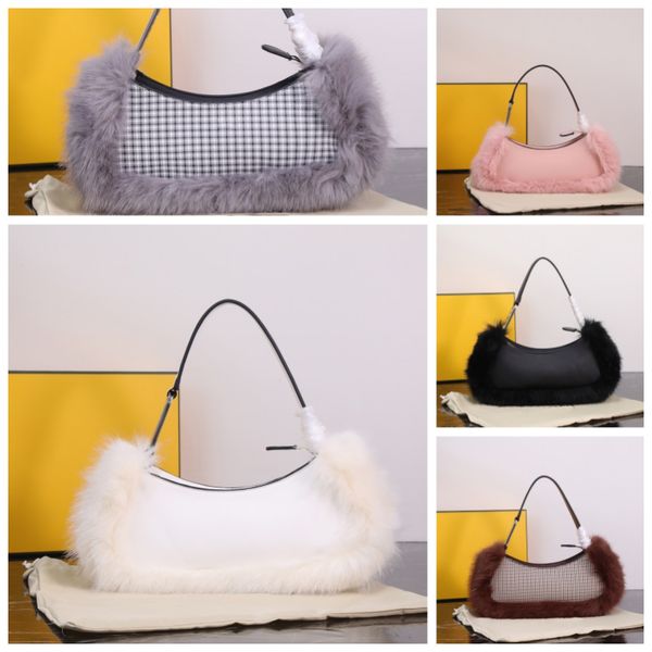 Designer FW22 o Lock Fur Swing Umhängetaschen Unterarm Kettentasche Halbmond Hobos Umhängetasche Handtasche Canvas Leder Geldbörse Roma Reißverschluss Tote 8BS068A