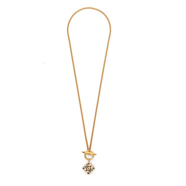 Collana lunga con pendente intagliato in oro 18 carati, bracciale Lowewe, set di moda di lusso, catena da donna