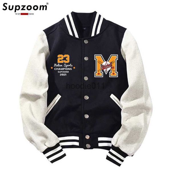 Männer Jacken Supzoom Neue Ankunft Brief Rib Sleeve Baumwolle Top Mode Einreiher Casual Bomber Baseball Jacke Lose Strickjacke Mantel L230925