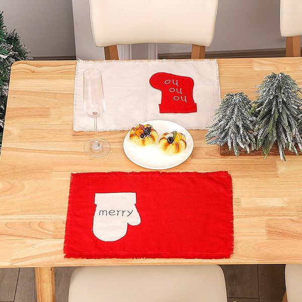 Tovagliette 42x30 cm Tovaglietta natalizia creativa con coperchio per coltello e forchetta Tazza per bevande antiscivolo Tovaglietta per tè Decor