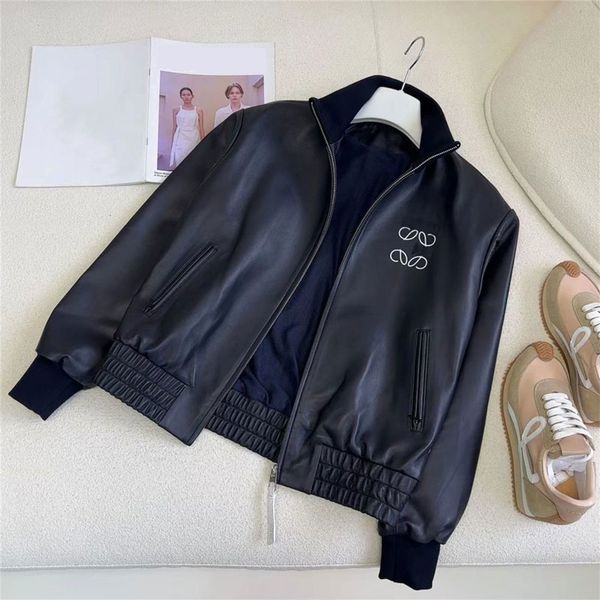 Женская куртка Кожаное пальто с буквенным принтом дизайнерские женские модные классические кожаные куртки свободные универсальные короткие американские уличные кожаные пальто