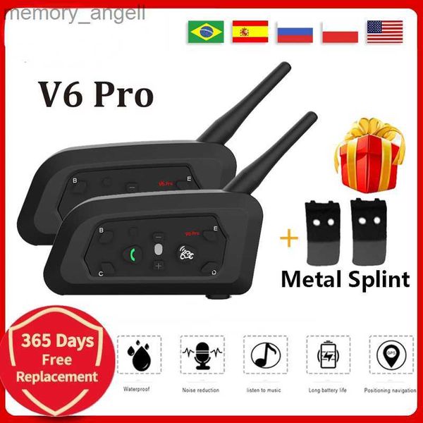 Walkie Talkie V6 Bluetooth Motorradhelm Intercom Headset mit 1200M BT Interphone Communicator für 6 Fahrer wasserdicht HKD230925