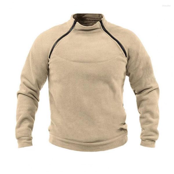 Moletons masculinos com gola alta, suéter estiloso de inverno, proteção quente, ajuste solto, design moderno de retalhos para uso diário