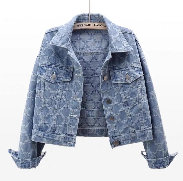 C2036 giacca firmata da donna manica lunga bavero collo giacche jeans cappotto da donna in denim