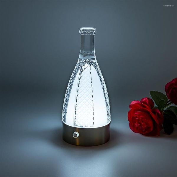 Masa lambaları şarap şişesi kristal lamba oturma odası başucu led enerji tasarrufu gecesi lambası şarj atmosferi ev 2023