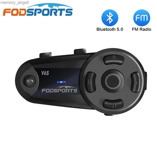 Walkie Talkie Fodsports V6S шлем домофон мотоцикл Bluetooth-гарнитура 1000 м IP65 водонепроницаемый беспроводной домофон BT5.0 FM-радио HKD230925