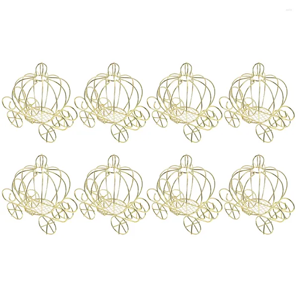 Decorazione per feste 8 pezzi Carrello per caramelle di nozze Centrotavola per carrozza di zucca Decorazione in oro Regalo Contenitore per ornamenti di gioielli di San Valentino