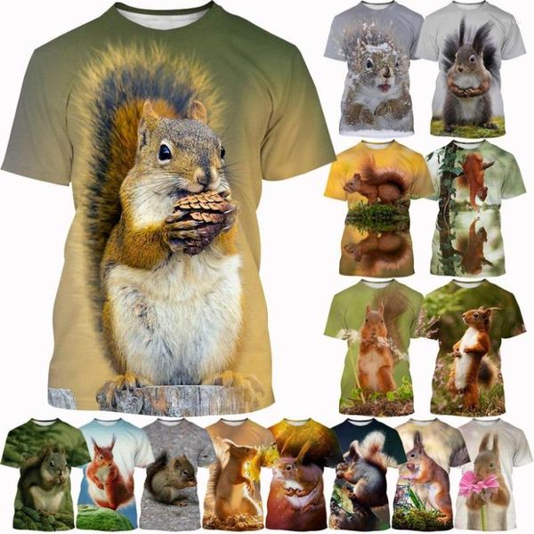 T-shirt da uomo Camicia 3D scoiattolo Serie Trend Animali carino Personalità uomo/donna Casual Stampata Manica corta