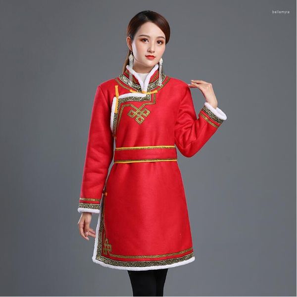 Roupas étnicas Inverno Mulheres Quente Grosso Top Elegante Casaco Tradicional Tang Terno Festival Trajes Clássico Estilo Asiático Sobretudo