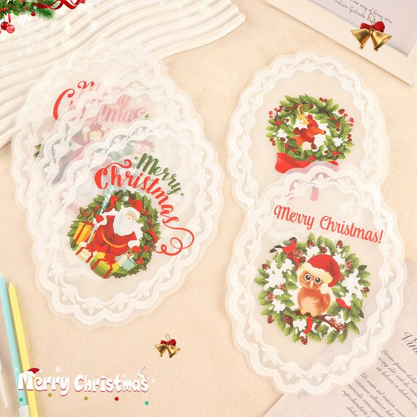 Notions Natal Lace Applique Papai Noel Arco Patches bordados Costurar em Roupas Vestido Travesseiro DIY Decoração Artesanal