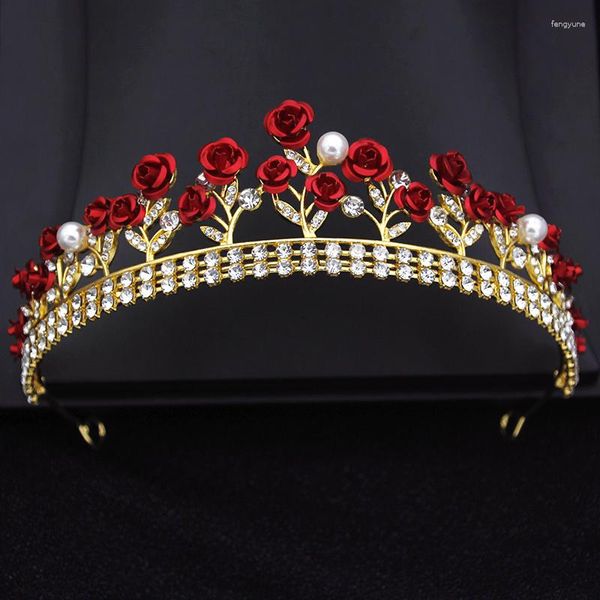Saç klipleri Rhinestone gelin taç çiçek tiara pageant balo diadem prenses başlık mücevher düğün aksesuarları