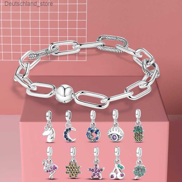 Charme Pulseiras 2023 Hot 925 Prata Me Slender Link Pulseira Fit Original Pan Me Charm Beads DIY Jóias Presente Q230925