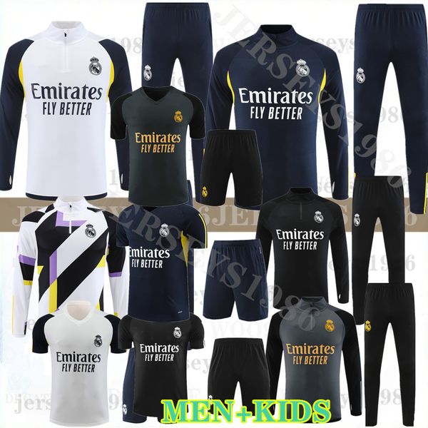 Kids Soccer Tracksuits setzt Real Madrid Tracksuit Set 23 24 Bellingham Vini Jr.Männer und Kinder Fußball -Kit Chandal Futbol Survetement Madride Training Anzug Shirt