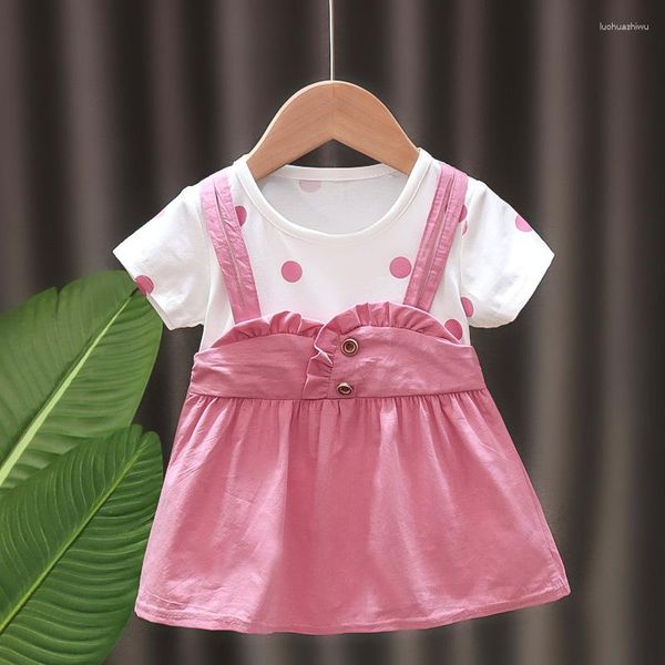 Meisje Jurken Zomer Baby Jurk Kinderkleding Korte Mouw Dot Prinses Casual A-lijn Kid Baby Outfit Waggel A1007