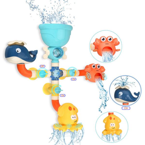 Brinquedos de banho para bebês, brinquedos de banho para banheira, tubos diy, tempo de banho, jogo de água, spray, brinquedos de banheiro para crianças, presentes de aniversário 230923