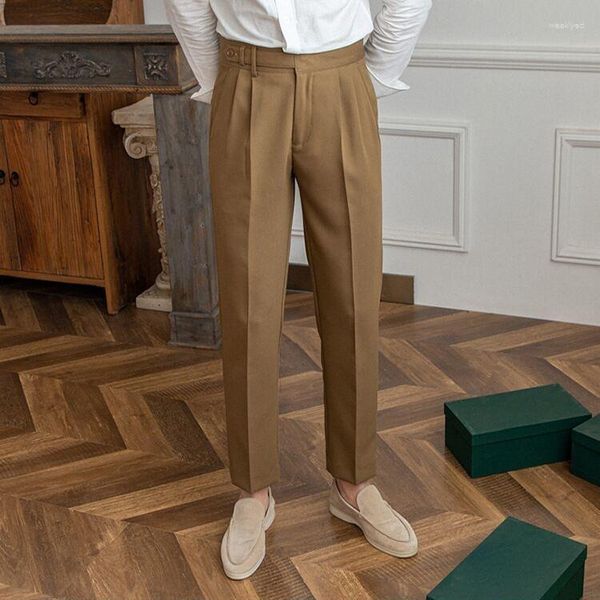 Erkek Suitler Erkekler Moda İnce Yüksek Katı 2023 Sıradan İngiliz Pantolon Ofis Pantolon Marka Tarzı Elbise Düz Kalite Pantolon