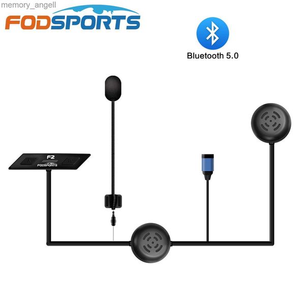 Walkie Talkie Fodsports F2 Interfono per moto Bluetooth Auricolare per casco 1000M BT5.0 Interfono Tipo-C USB Comando vocale HKD230925