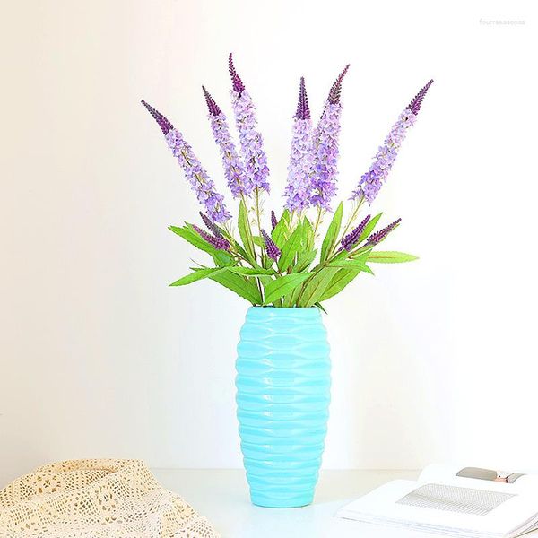 Flores decorativas de seda artificial plástico lavanda pacote plantas falsas buquê de noiva de casamento interior ao ar livre casa cozinha decoração de mesa