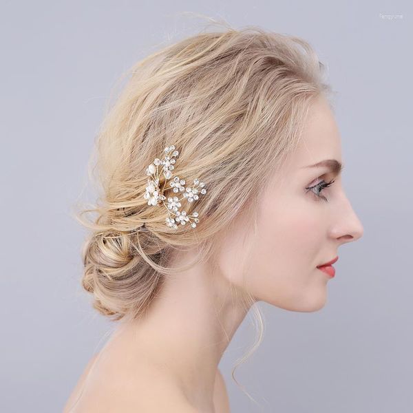 Haarspangen O914, exquisite Hochzeit, Braut-Haarnadel, Perlen, Kristallblumen, handgefertigt, Brautjungfer, Frauen, Festzug, Abschlussball, Kopfbedeckung