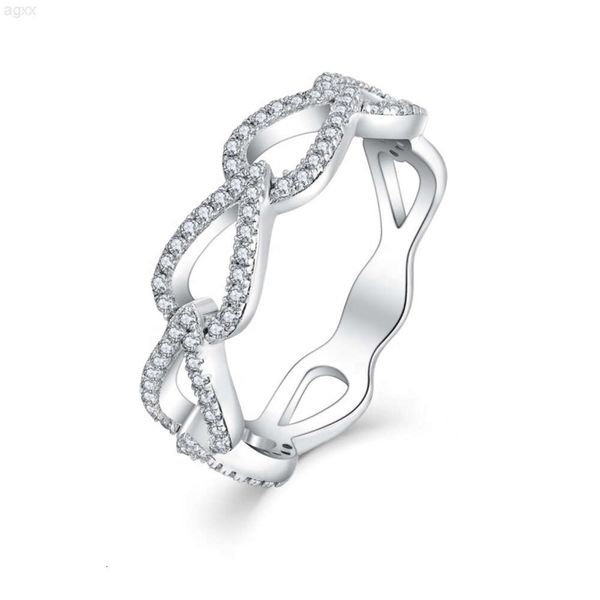 Anello nuziale con catena a maglie cubane con diamanti VVS in argento sterling placcato oro personalizzato alla moda per uomo o donna