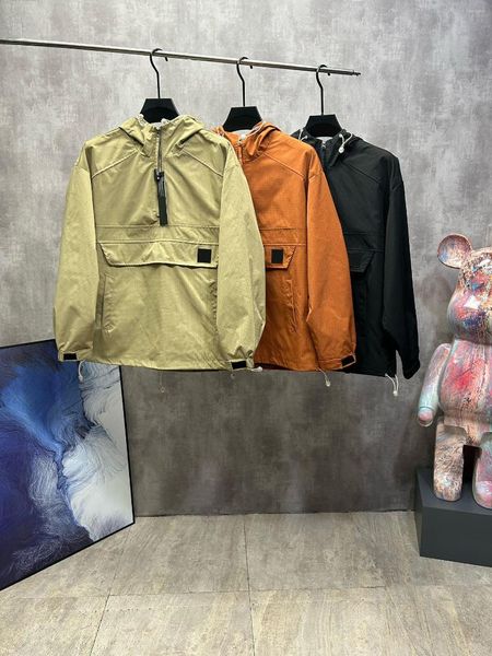 Jaquetas masculinas 2023 primavera e outono jaqueta com capuz meio zip pulôver high-end luxo bordado topo para ambos os homens mulheres
