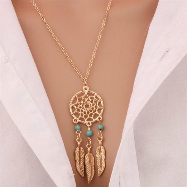 Moda Dreamcatcher Collana di piume Gioielli con ciondolo intero Una clavicola Temperamento Donna Un regalo245K