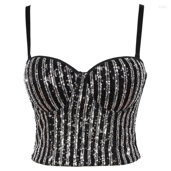 Damen-Tanks, Party, Ballsaal, Kostüm, Sling-Dessous, Basic-Oberbekleidung, französische Magie, glitzernde Bling, abgeschnittene Tops, sexy Korsetts-Top