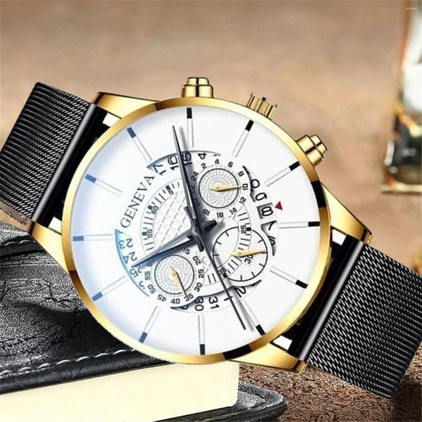 Relojes de pulsera Reloj de cuarzo analógico con correa de malla azul para hombre 2023 Relojes de negocios ultrafinos para hombre Relogio Masculino