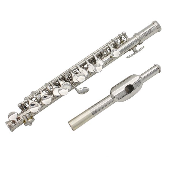 Flauta piccolo de meio tamanho com chave C, flauta piccolo de latão banhado a prata com estojo de couro