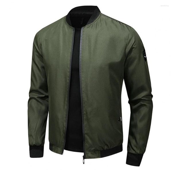 Jaquetas masculinas Casual Slim Mens Jaqueta Homens Outono Primavera Casaco Stand Collar Cardigan Soft Bomber Ropa Hombre