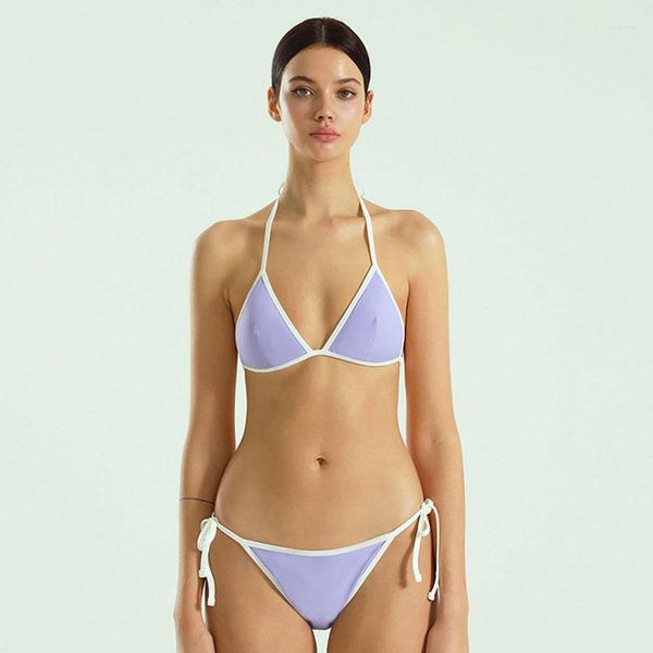 Costume da bagno da donna Costume da bagno a tre punti Vacanza al mare Tentazione sexy Vedere attraverso il bikini diviso Biancheria intima erotica