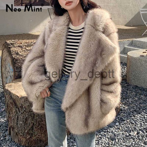 Pele feminina pele sintética marca de luxo moda gradiente cor animal casaco de pele sintética jaqueta feminina 2023 inverno solto oversized longo fofo casaco outerwear j230925