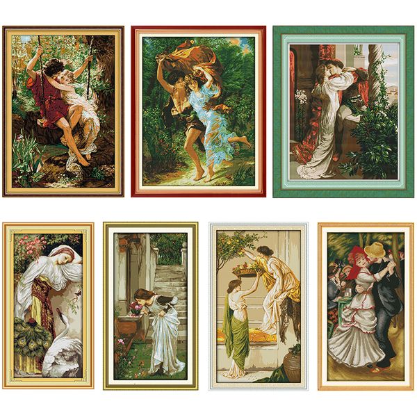 Decorações de Natal Joy Sunday Happy Time Cross Stitch Kit Carimbado Padrão 11CT 14CT Contado Impresso Artesanato Bordado Arte Costura Decoração Conjunto de Presente 230925